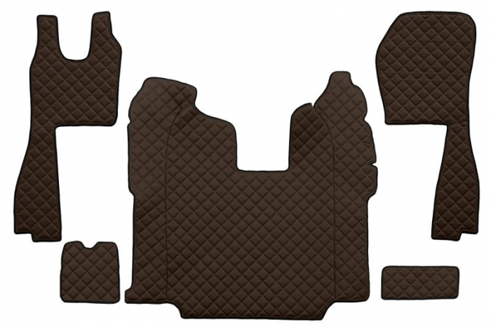 Set covor podea camion potrivit Scania ECO-LEATHER, set 5 buc (material - eco-piele, culoare - maro, scaune standard - nu RECARO; transmisie automata) s [1]