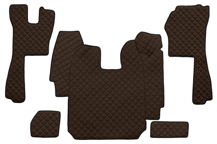 Set covor podea camion potrivit Scania ECO-LEATHER, set 5 buc (material - eco-piele, culoare - maro, transmisie automata) potrivit SCANIA P,G,R,T dupa 2004 [1]