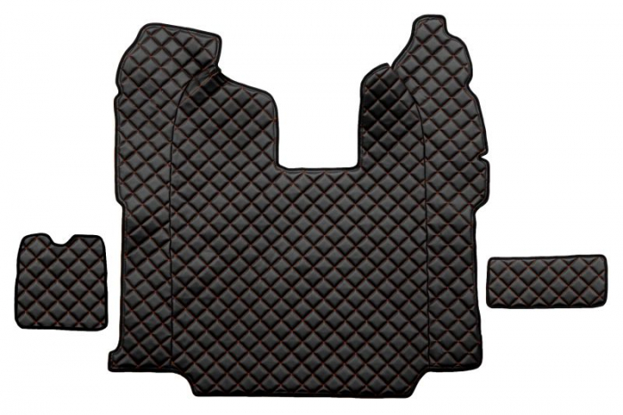 Set covor podea camion potrivit Scania ECO-LEATHER, set 5 buc (material - eco-piele, culoare - negru/rosu, scaune standard - nu RECARO; transmisie automata) [3]