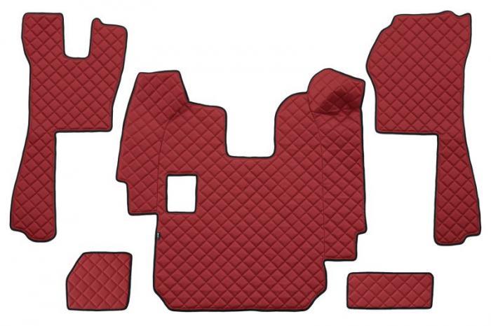 Set covor podea camion potrivit Scania ECO-LEATHER, set 5 buc (material - eco-piele, culoare - rosu, pentru transmisie manuala) potrivit SCANIA P,G,R dupa 2004 [1]