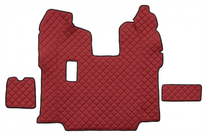 Set covor podea camion potrivit Scania ECO-LEATHER, set 5 buc (material - eco-piele, culoare - rosu, pentru transmisie manuala; scaune standard - nu RECARO) [3]