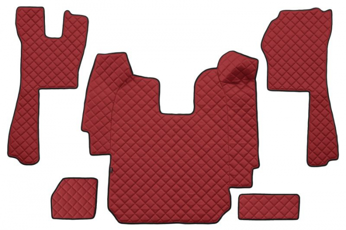 Set covor podea camion potrivit Scania ECO-LEATHER, set 5 buc (material - eco-piele, culoare - rosu, transmisie automata) potrivit SCANIA P,G,R,T dupa 2004 [1]