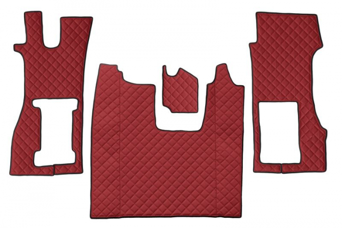 Set covor podea camion potrivit Scania scaun pneumatic pentru pasageri, ECO-LEATHER, set 3 buc. (material - eco-piele, culoare - rosu) potrivit SCANIA L  [1]
