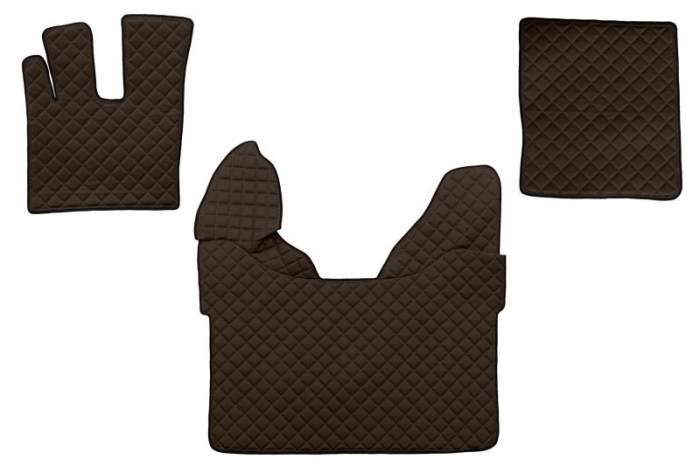 Set covorase podea camion potrivit DAF ECO-LEATHER, set 3 buc. (material - eco-piele, culoare - maro, transmisie automata) potrivit DAF XF 105, XF 106 dupa 2012 [1]