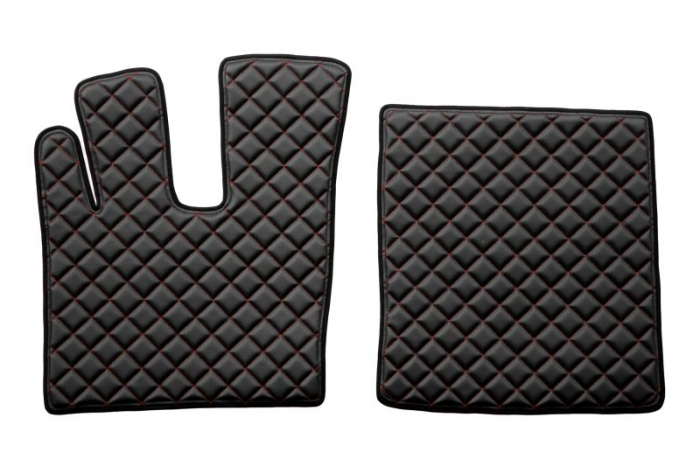 Set covorase podea camion potrivit DAF ECO-LEATHER, set 3 buc. (material - eco-piele, culoare - negru/rosu, transmisie automata) potrivit DAF XF 105 dupa 2012 [2]