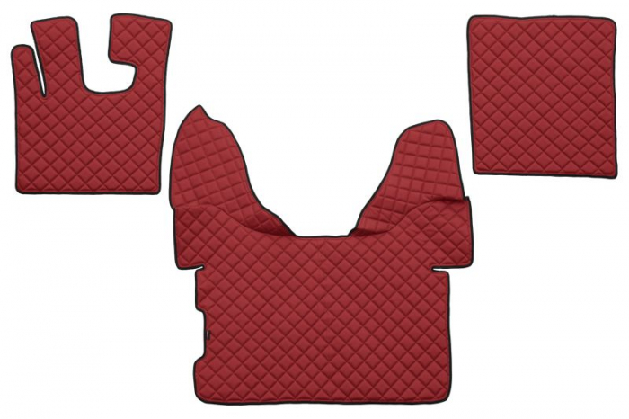 Set covorase podea camion potrivit DAF ECO-LEATHER, set 3 buc. (material - eco-piele, culoare - rosu, transmisie automata) potrivit DAF XF 105, XF 106 dupa 2005 [1]