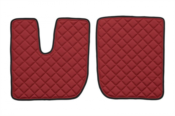 Set covorase podea camion potrivit Iveco versiune cu frigider, ECO-LEATHER, set 4 bucati (material - eco-piele, culoare - rosu, pentru transmisie manuala)  [2]