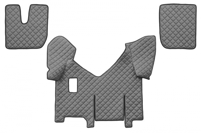 Set covorase podea camion potrivit Iveco versiune cu frigider, ECO-LEATHER, set 4 bucati (material - eco-piele, culoare - gri, pentru transmisie manuala)  [1]