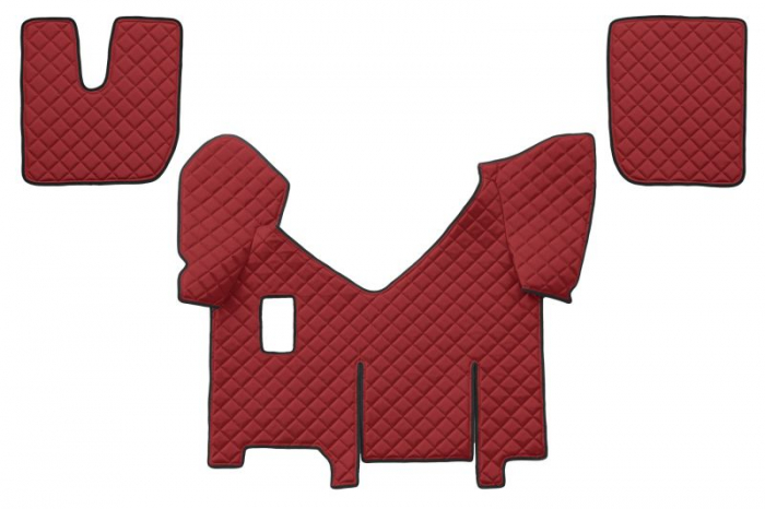 Set covorase podea camion potrivit Iveco versiune cu frigider, ECO-LEATHER, set 4 bucati (material - eco-piele, culoare - rosu, pentru transmisie manuala)  [1]