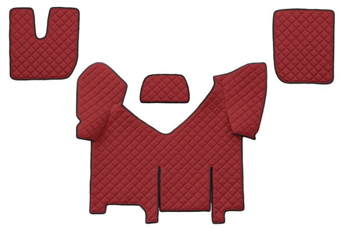Set covorase podea camion potrivit Iveco versiune cu frigider, ECO-LEATHER, set 4 bucati (material - eco-piele, culoare - rosu, transmisie automata)  [1]