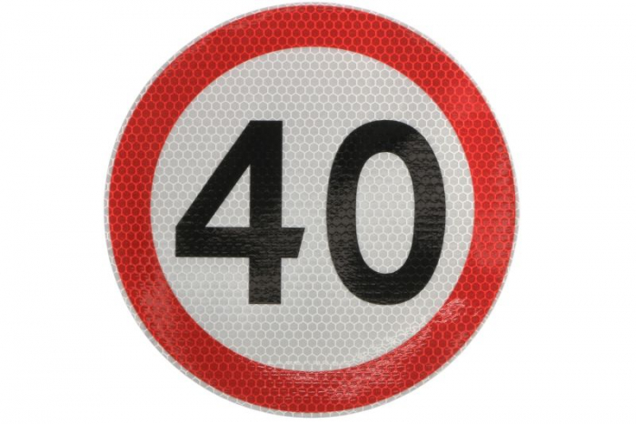 Sticker autocolant avertizare limita viteza 40km/h 1 buc, reflectorizanta diametru 20cm [2]