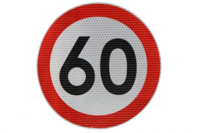 Sticker autocolant avertizare limita viteza 60km/h 1 buc, reflectorizanta diametru 20cm [2]