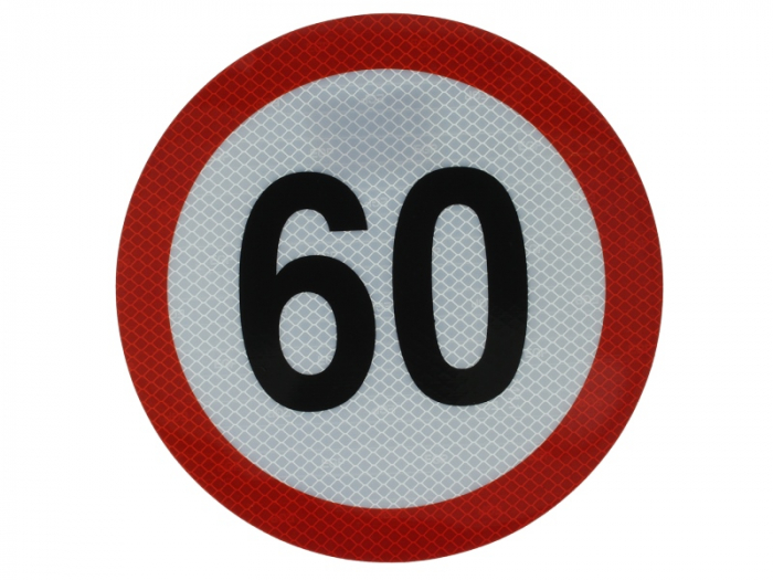 Sticker autocolant avertizare limita viteza 60km/h 1 buc, reflectorizanta diametru 20cm [1]