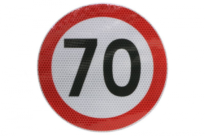 Sticker autocolant avertizare limita viteza 70km/h 1 buc, reflectorizanta diametru 20cm [2]