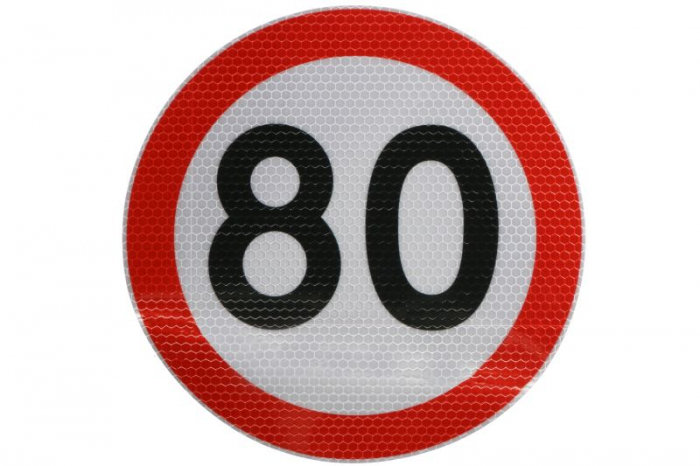 Sticker autocolant avertizare limita viteza 80km/h 1 buc, reflectorizanta diametru 20cm [2]