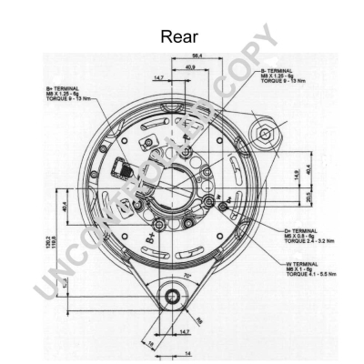 Alternator (24V, 155A) MERCEDES LK/LN2, LP, MK, O 301, O 303, O 305, O 307, O 402, O 404, O 405, O 407, O 408, TOURISMO (O 350); SCANIA 3, 3 BUS DS11.34-OM447.999  [2]