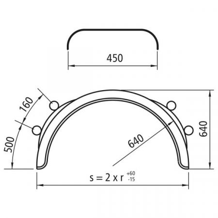 Aripa plastic 450 x640mm aparatoare noroi 1/2 - H-PE 45.1280.20-IKK cu element montaj [2]