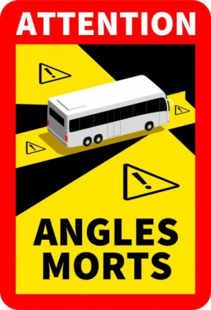 Autocolant de avertizare - Autocolant avertizare ANGLES MORTS 1 buc, autobuze 17cm x 25cm