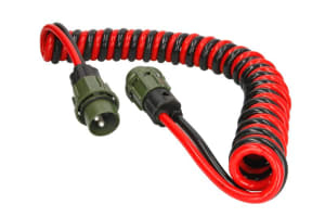 Piese Camioane - Cablu electric spiralat (poliuretan, lungime de lucru 3,5m, 2x35, dopuri, 2 numar pini, conectori fara certificat VG; pentru tensiune inalta)