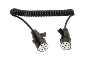 Piese Camioane - Cablu electric spiralat (poliuretan, lungime de lucru 3,5m, lungime maxima 4m, 1x1+6x0,75, cu dopuri feminine, 7 numar pini, dopuri de plastic; temperatura de lucru pina la 125 * C)