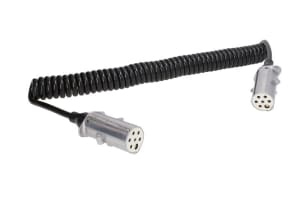 Piese Camioane - Cablu electric spiralat (poliuretan, lungime de lucru 4,5m, lungime maxima 5,2m, 1x1+6x0,75, cu dopuri feminine, 7 numar pini, dopuri din aliaj; tipuri)