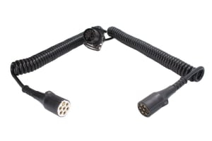 Piese Camioane - Cablu electric spiralat (poliuretan, lungime de lucru 4,5m, lungime maxima 5,2m, 24V; priza cu fire "N" si "S" 15/7/7 24 V, 9 pini activi)