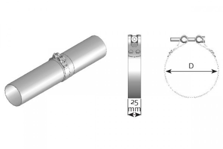 Elemente montaj esapament - Clema esapament (127mm-122mm, otel inoxidabil) potrivit SCANIA potrivit SOLARIS URBINO D0826LOH17/D0826LOH18 dupa 1999