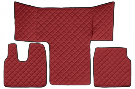 Covorase podea camion - Covor podea camion potrivit MAN, cabina L, XL ECO-LEATHER, set 3 buc. (material - eco-piele, culoare - rosu) potrivit MAN TGL I, TGM dupa 2016