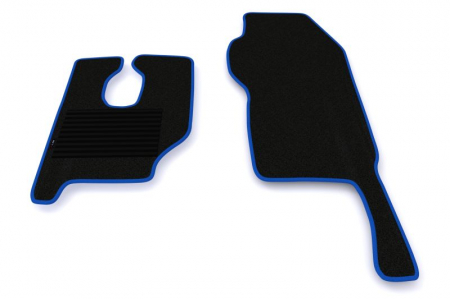 Covor podea camion potrivit MERCEDES, Scaun fix pentru pasager, sofer + pasager, tunel inalt, velur, 2 bucati (material - velur, culoare - albastru) [1]