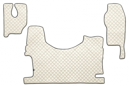 Covorase podea camion - Covor podea camion potrivit MERCEDES, Scaun fix pentru pasager tunel inalt, ECO-LEATHER, set 3 buc. (material - eco-piele, culoare - bej) 