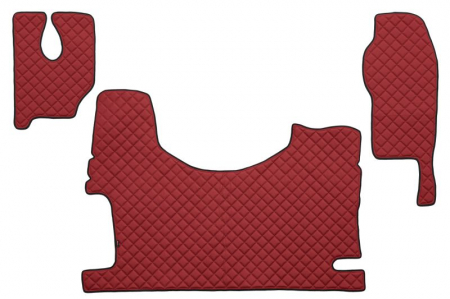 Covorase podea camion - Covor podea camion potrivit MERCEDES, Scaun fix pentru pasager tunel inalt, ECO-LEATHER, set 3 buc. (material - eco-piele, culoare - rosu) 