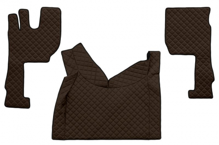 Covorase podea camion - Covor podea camion potrivit VOLVO, ECO-LEATHER, set 3 buc. (material - eco-piele, culoare - maro, transmisie automata) potrivit VOLVO FH16 II dupa 2014