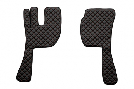 Covor podea camion potrivit VOLVO, ECO-LEATHER, set 3 buc. (material - eco-piele, culoare - negru/rosu, fara compartiment in carcasa cutiei de viteze) [1]