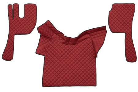 Covorase podea camion - Covor podea camion potrivit VOLVO, ECO-LEATHER, set 3 buc. (material - eco-piele, culoare - rosu, fara compartiment in carcasa cutiei de viteze)