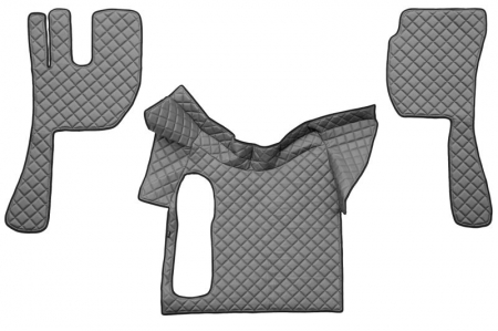 Covorase podea camion - Covor podea camion potrivit VOLVO, fara compartiment in carcasa cutiei de viteze, ECO-LEATHER, set 3 buc. (material - eco-piele, culoare - gri)