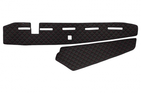 Covoras bord - Covoras bord (locas senzor) negru/rosu, ECO-piele, ECO-LEATHER potrivit VOLVO FH16 II dupa 2014