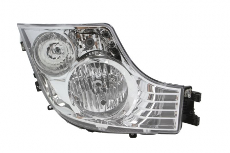 Faruri - Far dreapta H1/H7, manual, fundal: crom, culoare Semnalizator: transparent MERCEDES ACTROS MP4 / MP5, AXOR 2 dupa 2004