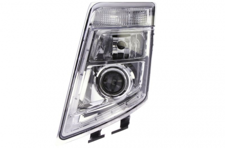 Faruri - Far stanga 2*LED/H7/PY21W, electric, cu motoras, fundal crom VOLVO FH, FH 16, FM dupa 2008