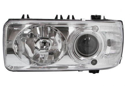 Faruri - Far stanga D2S/H1/PY21W/W5W, electric, fara invertor, fundal: crom, culoare Semnalizator: alba DAF CF 65, CF 75, CF 85, XF 105, XF 95 dupa 2001