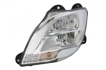 Faruri - Far stanga H1/LED/PY21W, manual, fundal crom, culoare Semnalizator transparent DAF CF, XF dupa 2012