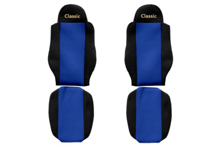 Huse scaune - Huse scaun camion Classic (albastru, material velur, serie CLASSIC, centura pasager asamblata in afara scaunului; centura de siguranta a soferului asamblata in scaun) MAN