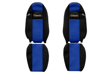 Huse scaune - Huse scaun camion Classic (albastru, material velur, serie CLASSIC, centura pasager asamblata in scaun ) Iveco Stralis