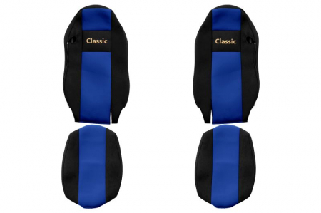 Huse scaune - Huse scaun camion Classic (albastru, material velur, serie CLASSIC, centura pasager asamblata in scaun) MAN TGX
