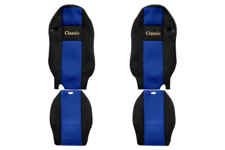 Huse scaune - Huse scaun camion Classic (albastru, material velur, serie CLASSIC, centura pasager asamblata in scaun) Mercedes Actros