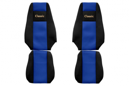 Huse scaune - Huse scaun camion Classic (albastru, material velur, serie CLASSIC, centura pasager asamblata in scaun) Renault Trucks Magnum