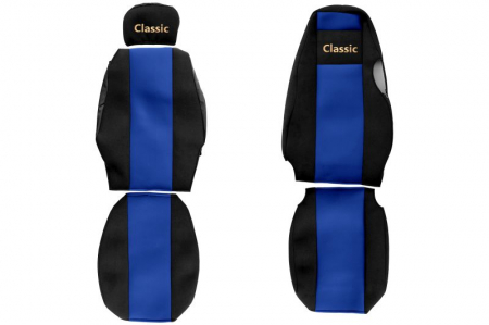 Huse scaune - Huse scaun camion Classic (albastru, material velur, serie CLASSIC, centura pasager asamblata in scaun ) Scania 4