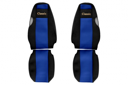 Huse scaune - Huse scaun camion Classic (albastru, material velur, serie CLASSIC, centura pasager asamblata in scaun ) Scania 4