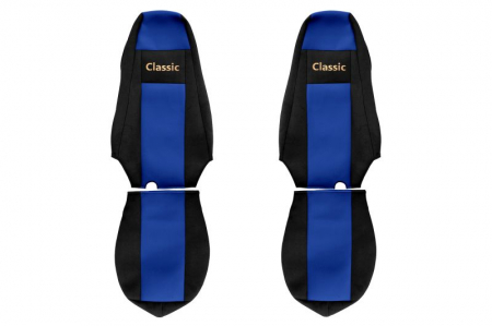 Huse scaune - Huse scaun camion Classic (albastru, material velur, serie CLASSIC, centura pasager asamblata in scaun) Scania P,G,R,T
