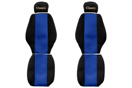 Huse scaune - Huse scaun camion Classic (albastru, material velur, serie CLASSIC, centura pasager asamblata in scaun tetiera reglabila ) Mercedes Actros Atego Axor