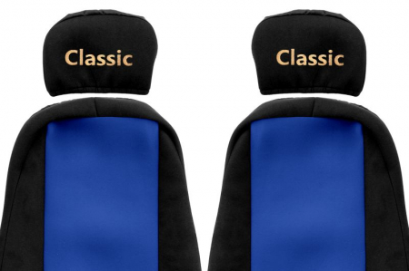 Huse scaun camion Classic (albastru, material velur, serie CLASSIC, centura pasager asamblata in scaun tetiera reglabila ) Volvo FH12 FH16 Fl FL12 Fm10 FM12 FM7 FM9 [1]